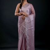 Lavender Jimmy Choo Saree with Embroidered Scallop Border - image 1