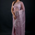 Lavender Jimmy Choo Saree with Embroidered Scallop Border - image 2