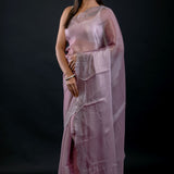 Lavender Jimmy Choo Saree with Embroidered Scallop Border - image 2