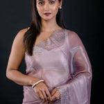 Lavender Jimmy Choo Saree with Embroidered Scallop Border - image 3