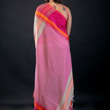 Blue and Pink Bengal Cotton Handloom Saree - Anvi Couture
