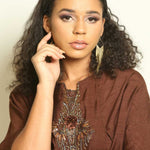 Brown Embroidered Two-Piece Dress - Anvi Couture