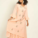 Peach Indo Western Designer Gown - Anvi Couture