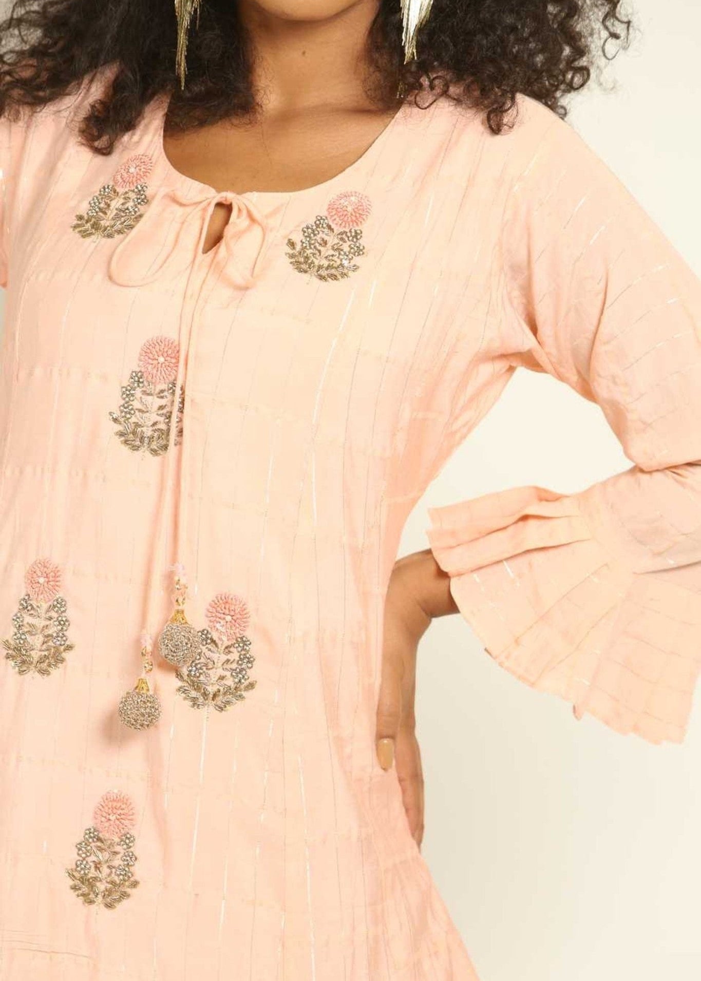 Peach Indo Western Designer Gown - Anvi Couture
