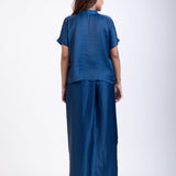Dark Blue Drape Skirt Set Back

