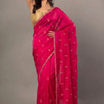 Dark Pink All over Cutdana Embroidered Silk Organza Saree - Anvi Couture