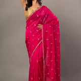 Dark Pink All over Cutdana Embroidered Silk Organza Saree - Anvi Couture