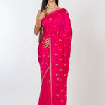 Dark Pink All over Cutdana Embroidered Silk Organza Saree Full
