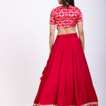Dark Pink Croptop Lehenga Set with Ruffle Dupatta Back