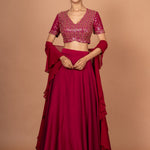 Dark Pink Designer Mirror Work Lehenga Full
