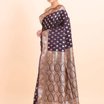 Dark Purple Bridal Handloom Banarasi Silk Saree front