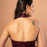 Dark Purple Halter Neck Sleeveless Blouse - Anvi Couture