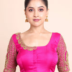 Deep Pink Bridal Aari Work Maggam Blouse full