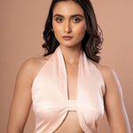 Designer Halter Neck Blouse in Peach Colour - Anvi Couture