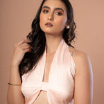 Designer Halter Neck Blouse in Peach Colour - Anvi Couture