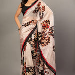Designer White Organza Saree with Butterfly Print - Anvi Couture