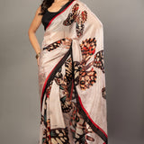 Designer White Organza Saree with Butterfly Print - Anvi Couture