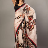 Designer White Organza Saree with Butterfly Print - Anvi Couture