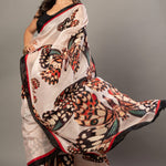 Designer White Organza Saree with Butterfly Print - Anvi Couture