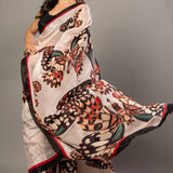 Designer White Organza Saree with Butterfly Print - Anvi Couture