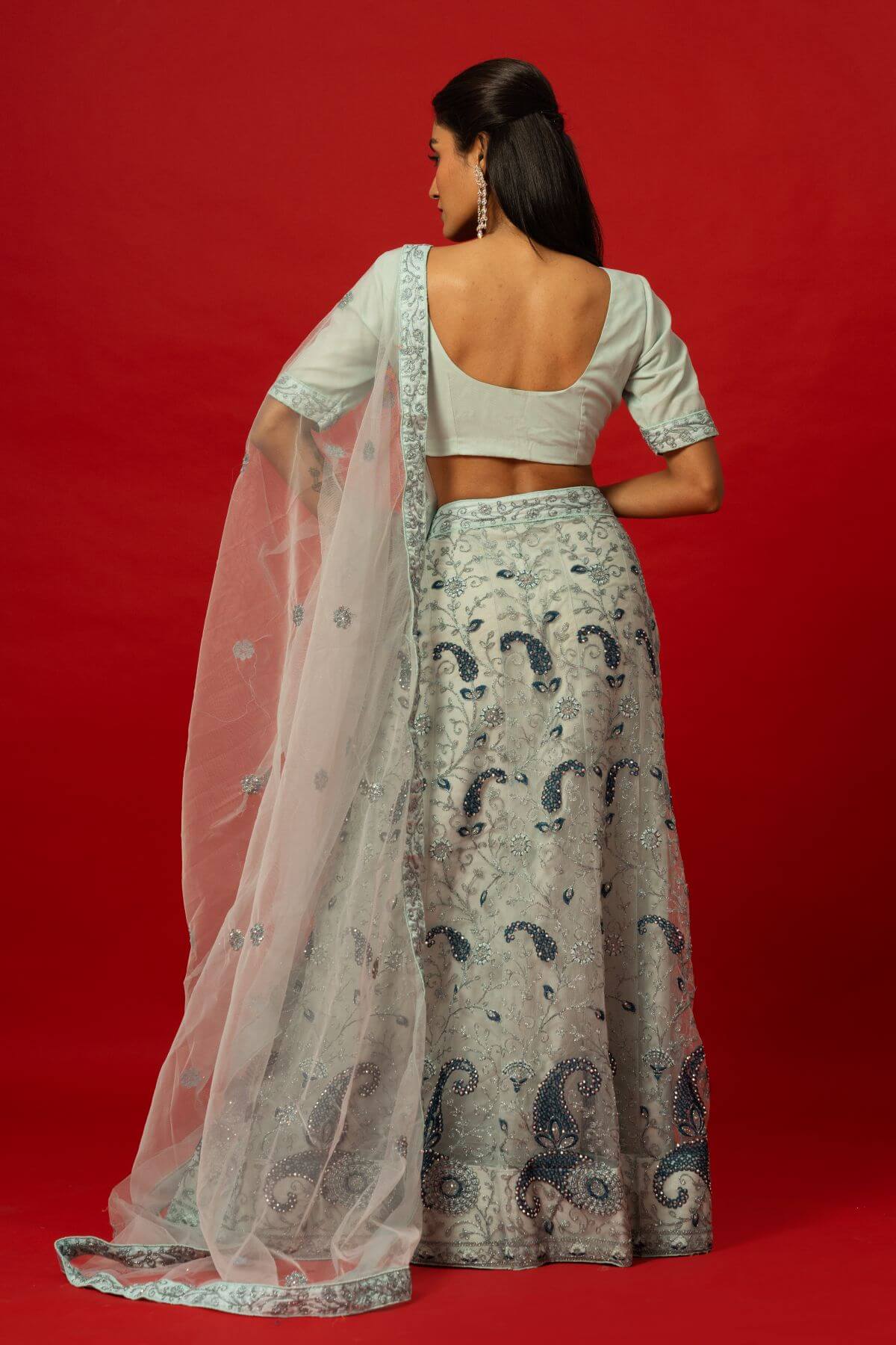 Intricately Embroidered Light Blue Lehenga for Weddings and Festive Occasions