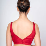 Elegant Maroon Blouse in Cotton Silk – Sleeveless with V Back Design - Anvi Couture