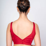Elegant Maroon Blouse in Cotton Silk – Sleeveless with V Back Design - Anvi Couture