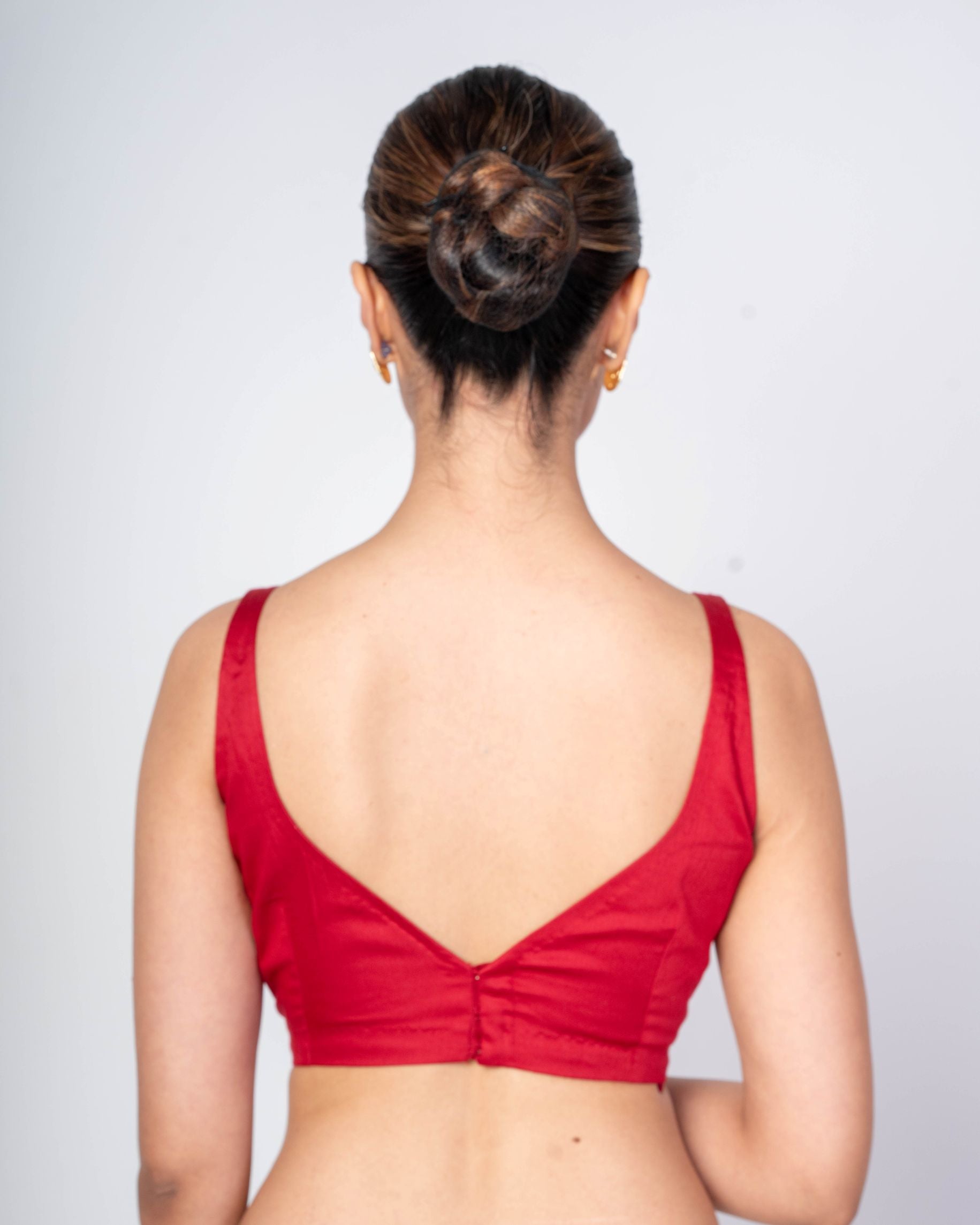 Elegant Maroon Blouse in Cotton Silk – Sleeveless with V Back Design - Anvi Couture