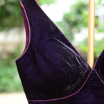 Dark Purple Sleeveless Georgette Blouse with V Neckline - Anvi Couture