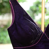 Dark Purple Sleeveless Georgette Blouse with V Neckline - Anvi Couture