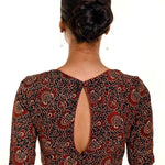 Maroon and black Ajrakh printed Blouse