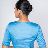 Light Blue V-Neckline Blouse with Elbow Sleeves - image 4