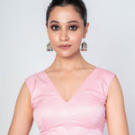 Light Pink V Neckline Sleeveless Blouse with Back Hook Closure - image 1