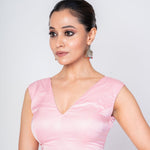 Light Pink V Neckline Sleeveless Blouse with Back Hook Closure - image 2