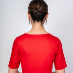 Corporate or Office Wear Red V-Neck Blouse with Elbow Sleeves - Anvi Couture Image 4