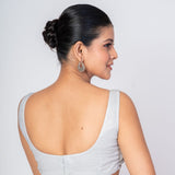 Anvi Couture White Front and Back U Neck Sleeveless Tissue Silk Blouse Image 4