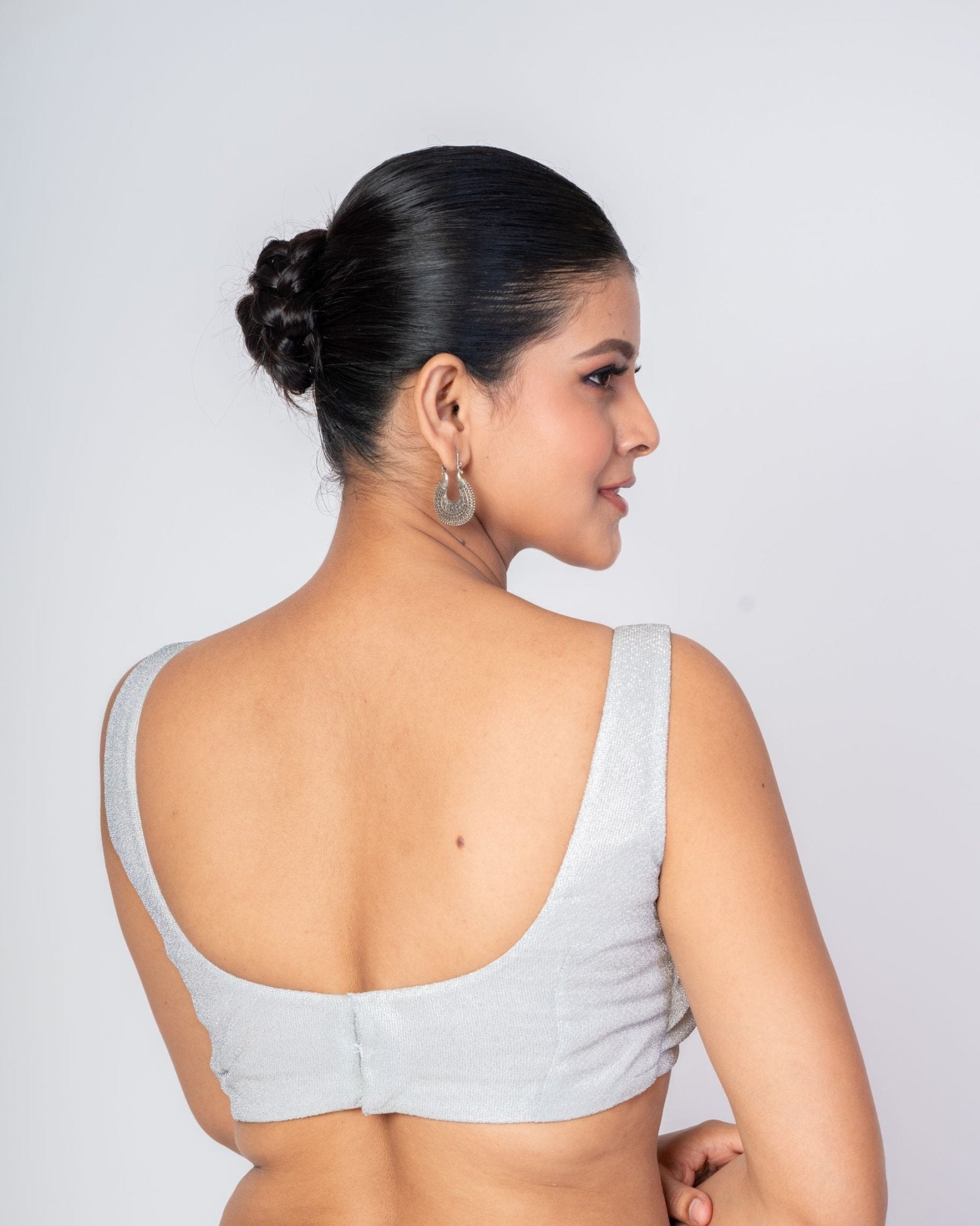 White Front and Back U Neck Sleeveless Blouse - Anvi Couture - Image 4