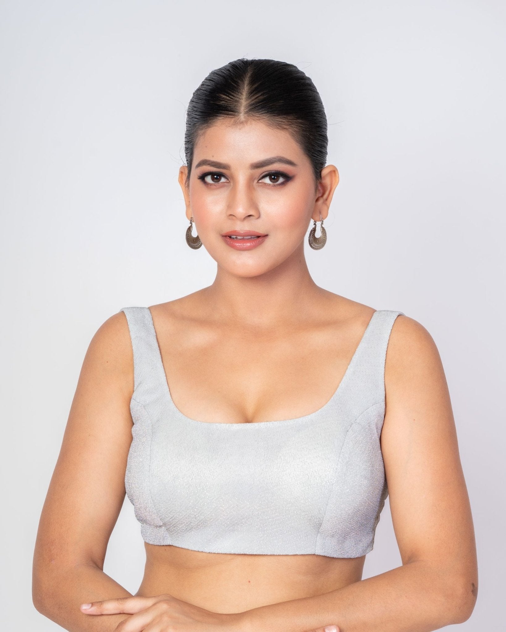 White Front and Back U Neck Sleeveless Blouse - Anvi Couture Image 1