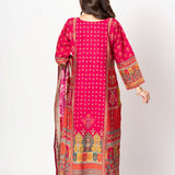Elegant Pink Printed Silk Kurta Set with Straight Pants & Dupatta - Anvi Couture