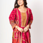 Elegant Pink Printed Silk Kurta Set with Straight Pants & Dupatta - Anvi Couture