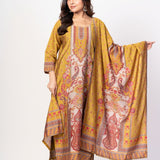 Mustard Yellow Printed Silk Kurta Set with Embroidered Work and Dupatta - Anvi Couture
