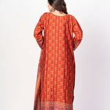 Rust Orange Printed Silk Kurta Set with Embroidered Work and Dupatta - Anvi Couture