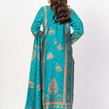 Electric Blue Printed Silk Kurta Set with Embroidered Work and Dupatta - Anvi Couture