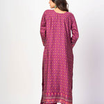 Dark Magenta Pink Printed Silk Kurta Set with Embroidered Work and Dupatta - Anvi Couture
