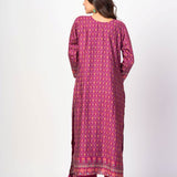 Dark Magenta Pink Printed Silk Kurta Set with Embroidered Work and Dupatta - Anvi Couture