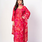 Pink and White Kurta Set with Printed Dupatta - Anvi Couture