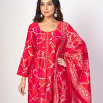 Pink and White Kurta Set with Printed Dupatta - Anvi Couture