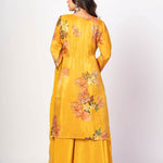Yellow Floral Printed Sharara Set with Zardozi Work - Anvi Couture