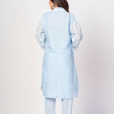 Light Blue Co - ord Set with White Thread Work - Anvi Couture