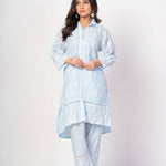 Light Blue Co - ord Set with White Thread Work - Anvi Couture